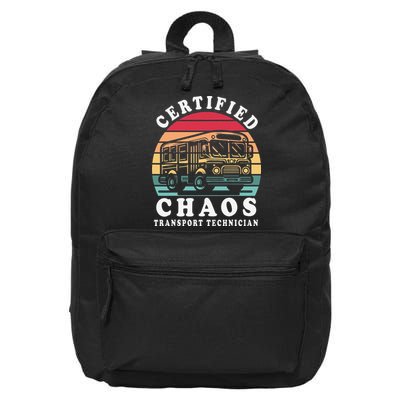 Certified Chaos Transport Technician Funny Driver School 16 in Basic Backpack