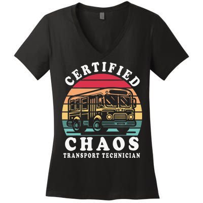 Certified Chaos Transport Technician Funny Driver School Women's V-Neck T-Shirt