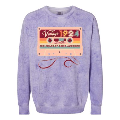 Cute Cassette Tape Limited Edition Vintage 1924 100 Years Of Being Awesome Colorblast Crewneck Sweatshirt