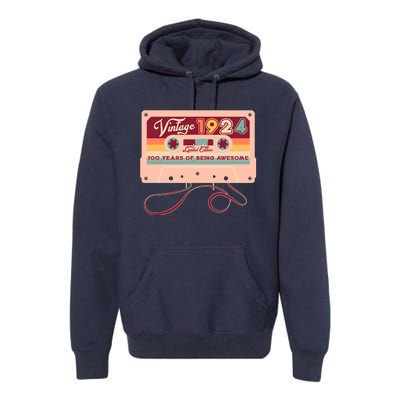 Cute Cassette Tape Limited Edition Vintage 1924 100 Years Of Being Awesome Premium Hoodie