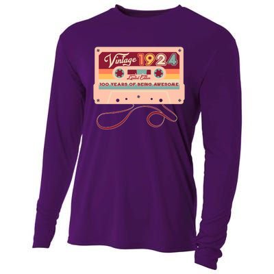 Cute Cassette Tape Limited Edition Vintage 1924 100 Years Of Being Awesome Cooling Performance Long Sleeve Crew