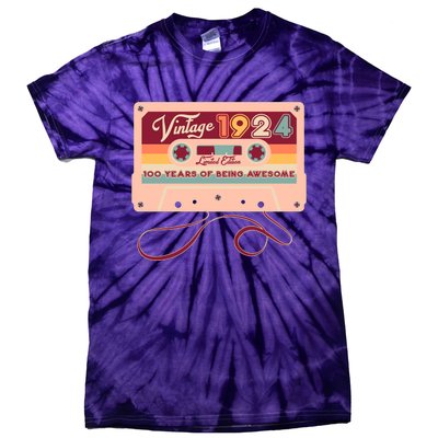 Cute Cassette Tape Limited Edition Vintage 1924 100 Years Of Being Awesome Tie-Dye T-Shirt