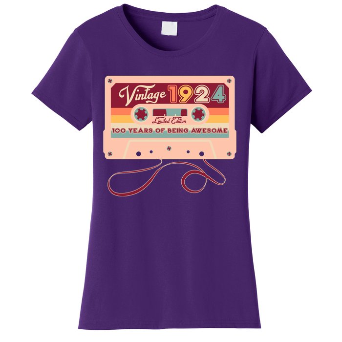 Cute Cassette Tape Limited Edition Vintage 1924 100 Years Of Being Awesome Women's T-Shirt