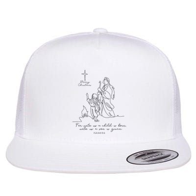 Christmas Christian Unto You Is Born A Savior Flat Bill Trucker Hat