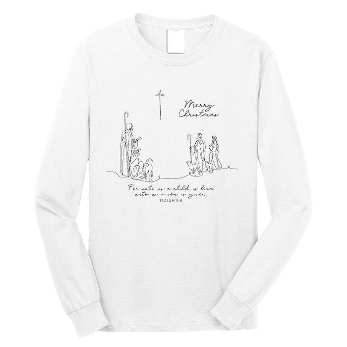 Christmas Christian Unto You Is Born A Savior Long Sleeve Shirt