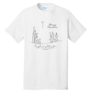 Christmas Christian Unto You Is Born A Savior Tall T-Shirt