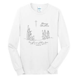 Christmas Christian Unto You Is Born A Savior Tall Long Sleeve T-Shirt