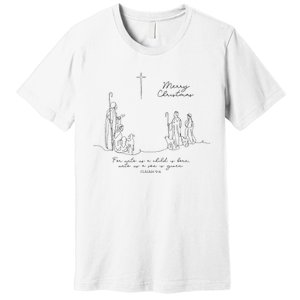 Christmas Christian Unto You Is Born A Savior Premium T-Shirt