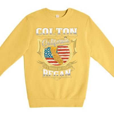 Colton California Usa Flag 4th Of July Premium Crewneck Sweatshirt