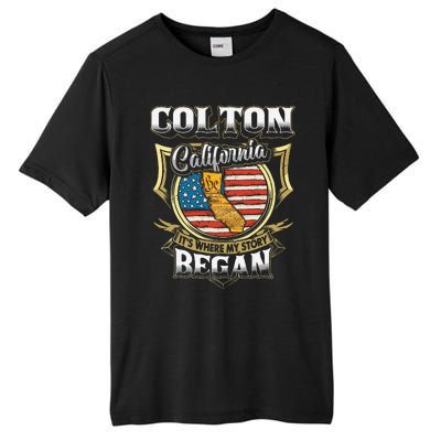 Colton California Usa Flag 4th Of July Tall Fusion ChromaSoft Performance T-Shirt