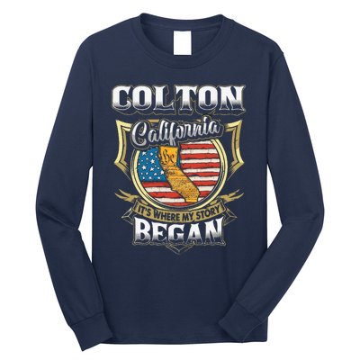 Colton California Usa Flag 4th Of July Long Sleeve Shirt