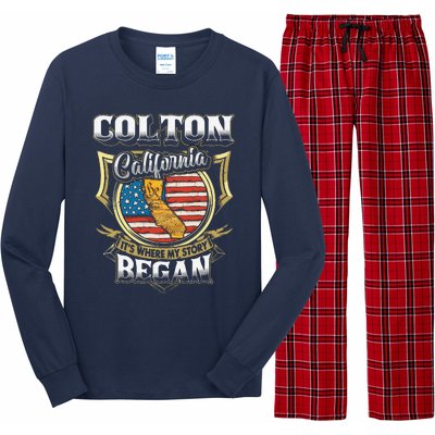 Colton California Usa Flag 4th Of July Long Sleeve Pajama Set