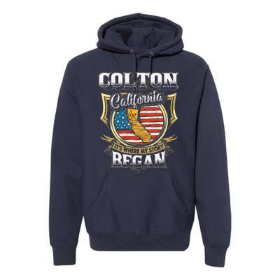 Colton California Usa Flag 4th Of July Premium Hoodie