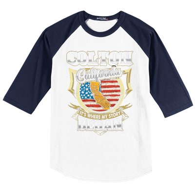 Colton California Usa Flag 4th Of July Baseball Sleeve Shirt