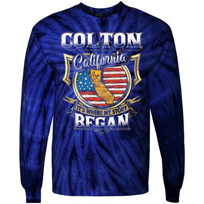 Colton California Usa Flag 4th Of July Tie-Dye Long Sleeve Shirt