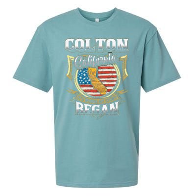 Colton California Usa Flag 4th Of July Sueded Cloud Jersey T-Shirt