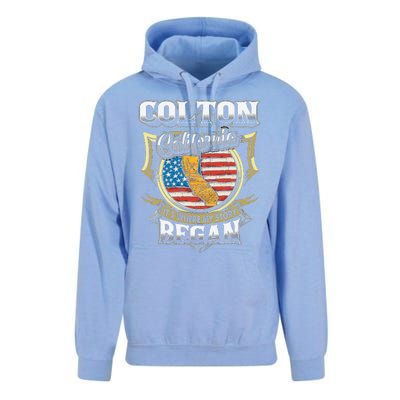 Colton California Usa Flag 4th Of July Unisex Surf Hoodie