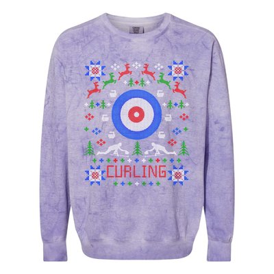 Curling Christmas Ugly Christmas Sweater Party Gift Colorblast Crewneck Sweatshirt