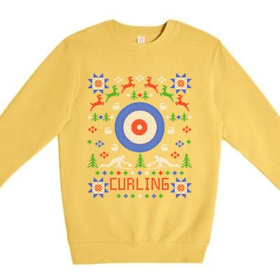 Curling Christmas Ugly Christmas Sweater Party Gift Premium Crewneck Sweatshirt