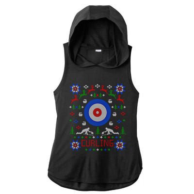 Curling Christmas Ugly Christmas Sweater Party Gift Ladies PosiCharge Tri-Blend Wicking Draft Hoodie Tank