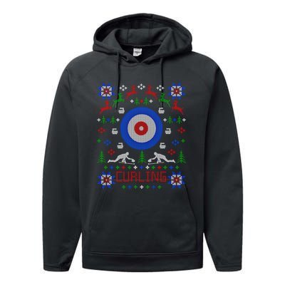 Curling Christmas Ugly Christmas Sweater Party Gift Performance Fleece Hoodie