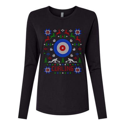 Curling Christmas Ugly Christmas Sweater Party Gift Womens Cotton Relaxed Long Sleeve T-Shirt