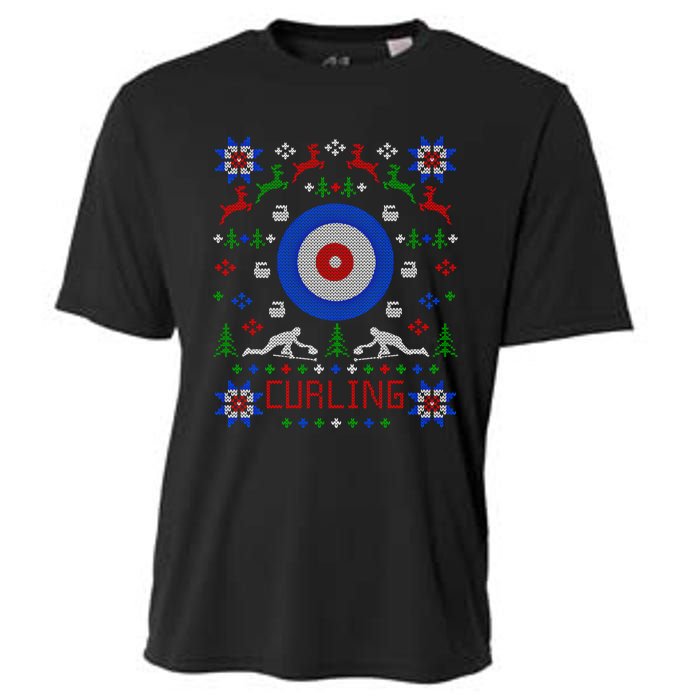 Curling Christmas Ugly Christmas Sweater Party Gift Cooling Performance Crew T-Shirt