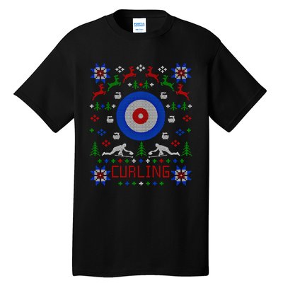 Curling Christmas Ugly Christmas Sweater Party Gift Tall T-Shirt