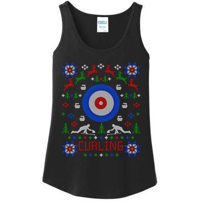 Curling Christmas Ugly Christmas Sweater Party Gift Ladies Essential Tank