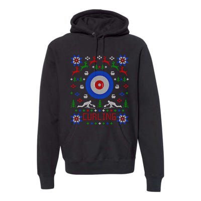 Curling Christmas Ugly Christmas Sweater Party Gift Premium Hoodie