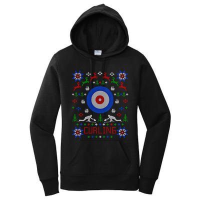 Curling Christmas Ugly Christmas Sweater Party Gift Women's Pullover Hoodie