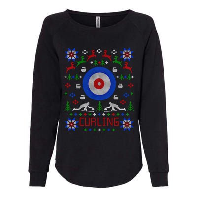 Curling Christmas Ugly Christmas Sweater Party Gift Womens California Wash Sweatshirt