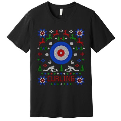 Curling Christmas Ugly Christmas Sweater Party Gift Premium T-Shirt