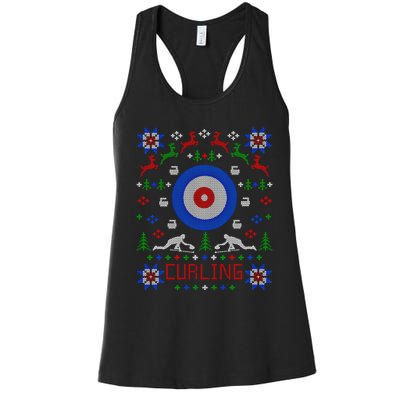 Curling Christmas Ugly Christmas Sweater Party Gift Women's Racerback Tank