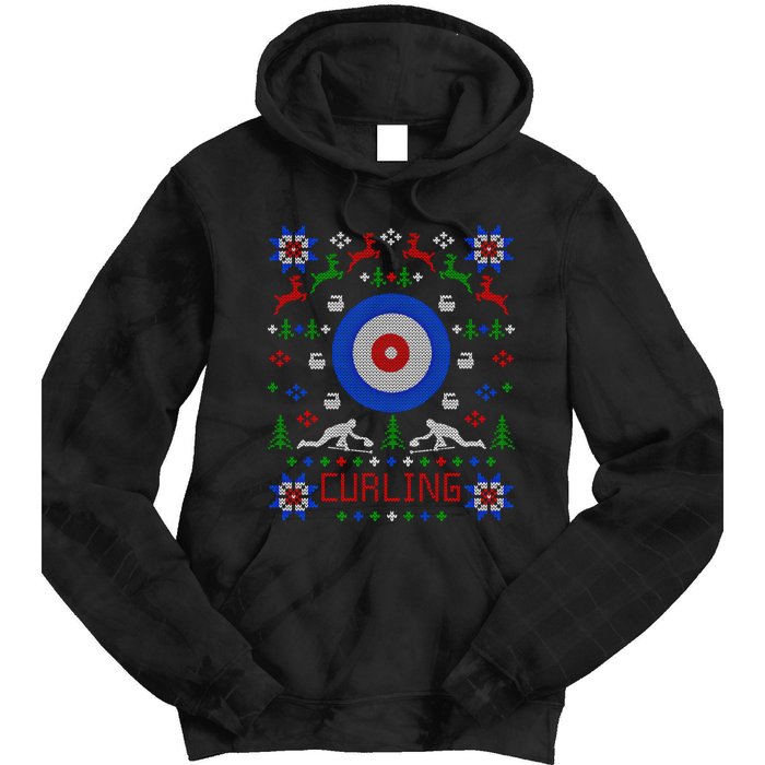 Curling Christmas Ugly Christmas Sweater Party Gift Tie Dye Hoodie