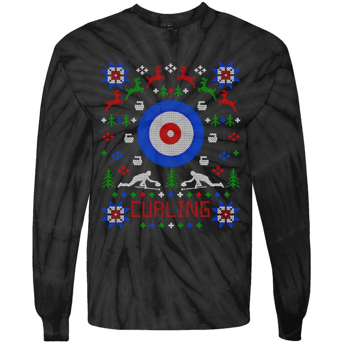 Curling Christmas Ugly Christmas Sweater Party Gift Tie-Dye Long Sleeve Shirt