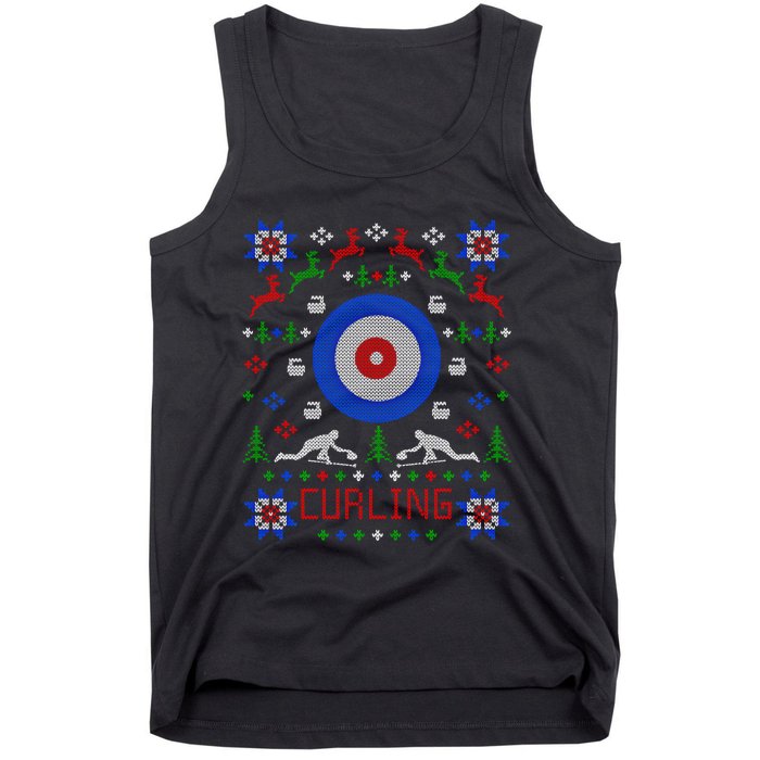 Curling Christmas Ugly Christmas Sweater Party Gift Tank Top