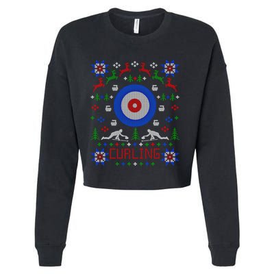 Curling Christmas Ugly Christmas Sweater Party Gift Cropped Pullover Crew