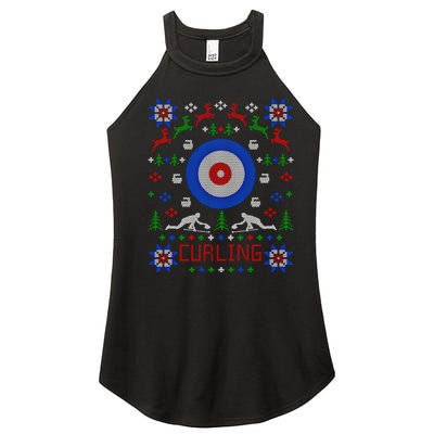 Curling Christmas Ugly Christmas Sweater Party Gift Women’s Perfect Tri Rocker Tank