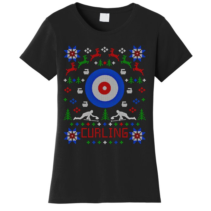 Curling Christmas Ugly Christmas Sweater Party Gift Women's T-Shirt