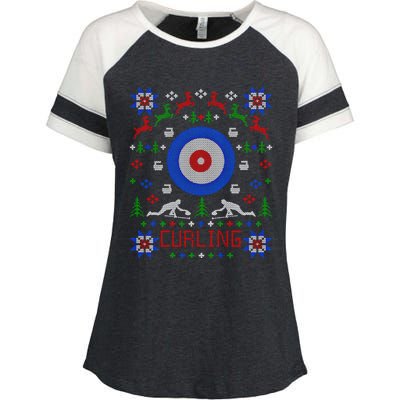 Curling Christmas Ugly Christmas Sweater Party Gift Enza Ladies Jersey Colorblock Tee