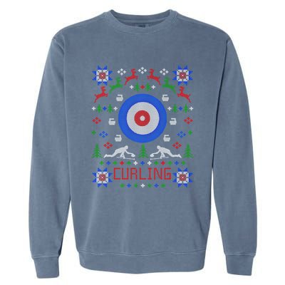 Curling Christmas Ugly Christmas Sweater Party Gift Garment-Dyed Sweatshirt