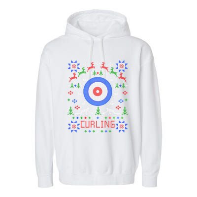 Curling Christmas Ugly Christmas Sweater Party Gift Garment-Dyed Fleece Hoodie