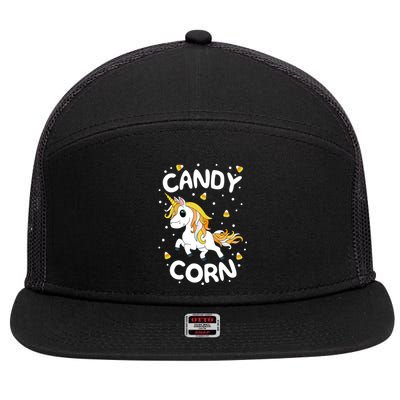 Candy Corn Unicorn Halloween Halloween Boonicorn School Cool Gift 7 Panel Mesh Trucker Snapback Hat