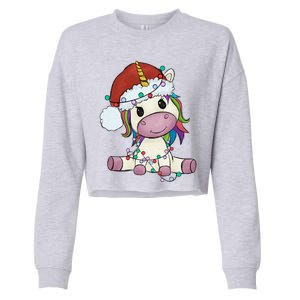 Cute Christmas Unicorn Gift Girls Who Love Unicorns Xmas Gift Cropped Pullover Crew