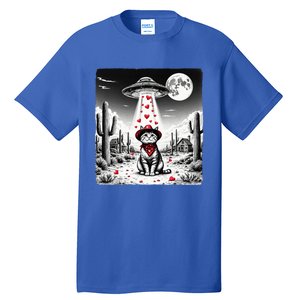 Cowboy Cat Ufo Meme Funny Cat Ufos ValentineS Day Cat Lover Tall T-Shirt