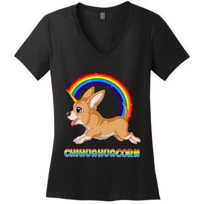 Chihuahuacorn Chihuahua Unicorn Women's V-Neck T-Shirt