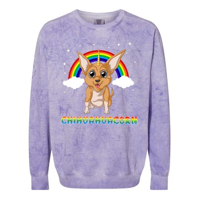 Chihuahuacorn Chihuahua Unicorn Colorblast Crewneck Sweatshirt