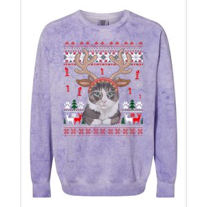 Cute Cat Ugly Christmas Sweater Colorblast Crewneck Sweatshirt