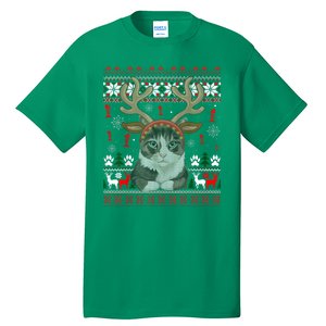 Cute Cat Ugly Christmas Sweater Tall T-Shirt